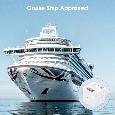 Power Strip Cube with USB C Compact for Travel, Outdoor Power Strip with 3 Outlets & 3 USB Ports, 5ft Extension Cord, Outdoor Surge Protector Waterproof Outlets for Cruise Ship Hotels(White) in Saudi Arabia