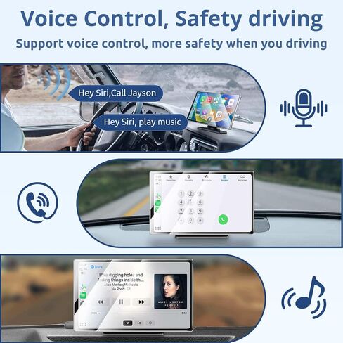 A-pple Carplay & Android Auto, 9 Inches Carplay Screen for Car with Light-Sensitive, Siri & G-oogle Assistant Voice Control, Mirror Link, Bluetooth,Suitable for Various Models in Saudi Arabia