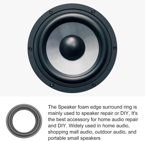 Speaker Foam Edge Surround Rings Rubber Perforated Subwoofer Rings Replacement Parts [for Repair or DIY Speaker Decoration] - 5.5 inch/Black / 2Pack in Saudi Arabia