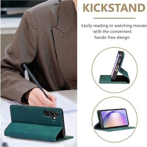 QLTYPRI Wallet Case for Samsung Galaxy S24, Vintage Folio PU Leather Purse Case with Card Slots Magnetic Closure Kickstand Flip Crashproof Phone Cover for Samsumg Galaxy S24 - Black in Saudi Arabia