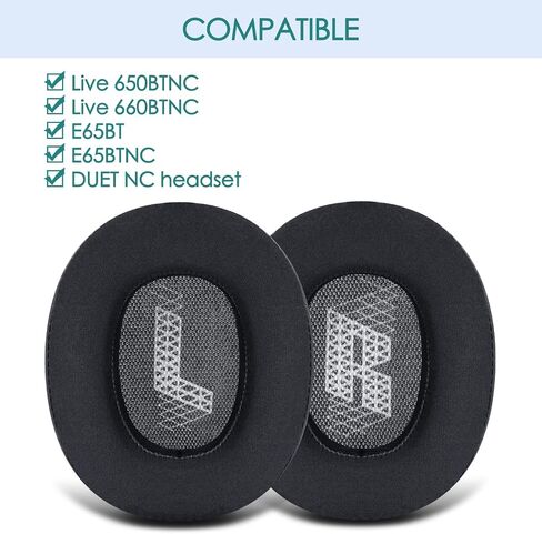 GVOEARS Cooling Gel Replacement Ear Pads for JBL Live 650/660BTNC E65BTNC Headphone, Ear Pads with Memory Foam and Breathable ICE Silk Fabric (Black) in Saudi Arabia