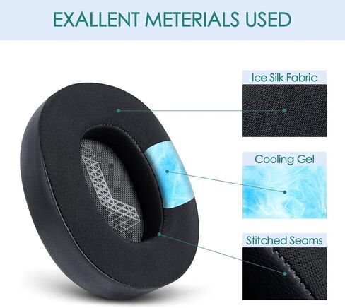 GVOEARS Cooling Gel Replacement Ear Pads for JBL Live 650/660BTNC E65BTNC Headphone, Ear Pads with Memory Foam and Breathable ICE Silk Fabric (Black) in Saudi Arabia