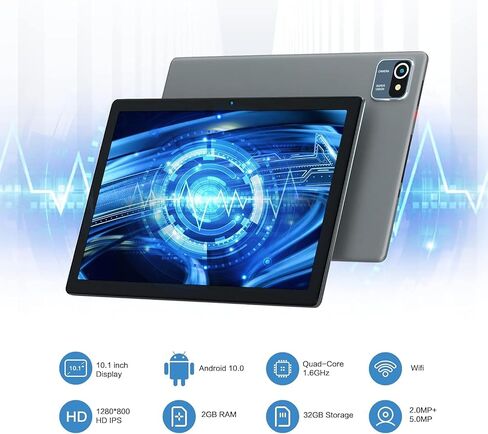Tablet 10.1 Inch 2 GB RAM 32GB ROM 6000mAh Battery Quad Core HD Touchscreen Tablets (Gray) in Saudi Arabia
