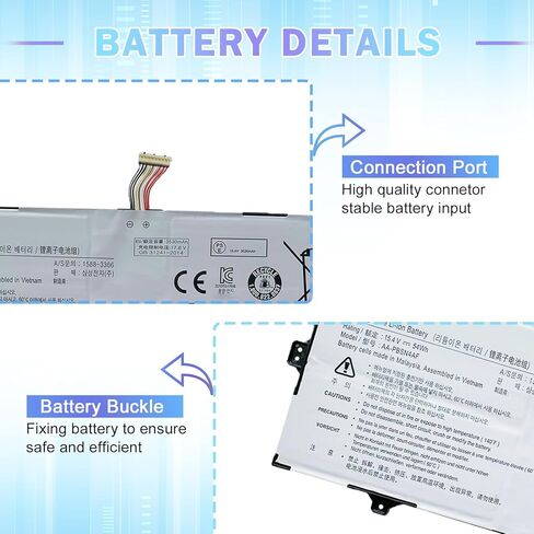 Espacio AA-PBSN4AF استبدال بطارية الكمبيوتر المحمول NP930SBE NT930SBE SAMSUNG Galaxy Book Flex Alpha NP730QCJ Flex 2 Alpha NP730QDA Series 4ICP5/43/97 BA43-00391A 54Wh/3530mAh in Kuwait