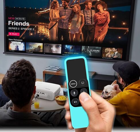 جراب مكون من قطعتين يتوهج في الظلام متوافق مع Apple TV 4K/ الجيل الرابع من جهاز التحكم عن بعد خفيف الوزن ومضاد للانزلاق وغطاء من السيليكون المقاوم للصدمات لوحدة التحكم لجهاز Apple TV Siri Remote - أخضر وأزرق in Saudi Arabia