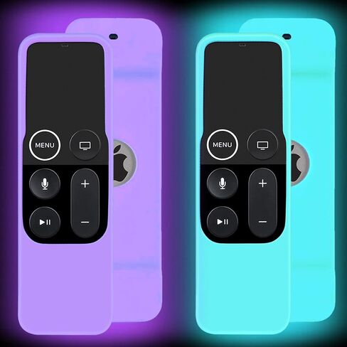 جراب مكون من قطعتين يتوهج في الظلام متوافق مع Apple TV 4K/ الجيل الرابع من جهاز التحكم عن بعد خفيف الوزن ومضاد للانزلاق وغطاء من السيليكون المقاوم للصدمات لوحدة التحكم لجهاز Apple TV Siri Remote - أخضر وأزرق in Saudi Arabia