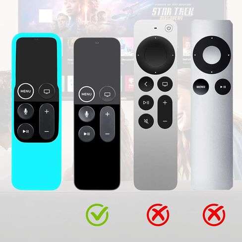 جراب مكون من قطعتين يتوهج في الظلام متوافق مع Apple TV 4K/ الجيل الرابع من جهاز التحكم عن بعد خفيف الوزن ومضاد للانزلاق وغطاء من السيليكون المقاوم للصدمات لوحدة التحكم لجهاز Apple TV Siri Remote - أخضر وأزرق in Saudi Arabia