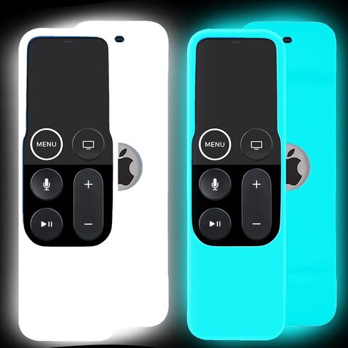 جراب مكون من قطعتين يتوهج في الظلام متوافق مع Apple TV 4K/ الجيل الرابع من جهاز التحكم عن بعد خفيف الوزن ومضاد للانزلاق وغطاء من السيليكون المقاوم للصدمات لوحدة التحكم لجهاز Apple TV Siri Remote - أخضر وأزرق in Saudi Arabia