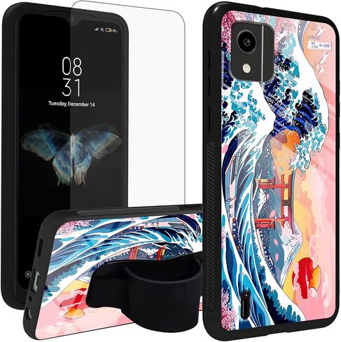 حافظة لهاتف Nokia C110 مع حزام حامل للهاتف وواقي شاشة، غطاء من الزجاج الصلب من البولي كربونات ممتص للصدمات، حافظة ناعمة من مادة TPU لهاتف Nokia C110 N156DL، بقرة شمبانيا in Saudi Arabia