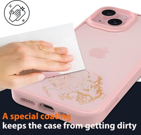 Designed for iPhone 15 Case, 4FT Military Grade Drop Protection,Translucent Matte Hard Back with Soft Edge Airbag, Protective Phone Cases for iPhone 15 (Black) in Saudi Arabia