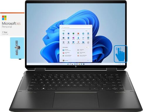HP Spectre x360 Home & Business 2-in-1 Laptop (Intel i7-11390H 4-Core, 16GB RAM, 512GB PCIe SSD, Intel Iris Xe, 16.0" 60 Hz Touch 3072x1920, Win11Pro) with Microsoft 365 Personal, Dockztorm (Renewed) in Saudi Arabia