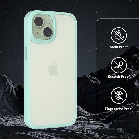 Designed for iPhone 15 Case, 4FT Military Grade Drop Protection,Translucent Matte Hard Back with Soft Edge Airbag, Protective Phone Cases for iPhone 15 (Black) in Saudi Arabia