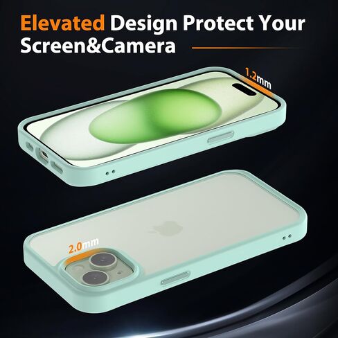 Designed for iPhone 15 Case, 4FT Military Grade Drop Protection,Translucent Matte Hard Back with Soft Edge Airbag, Protective Phone Cases for iPhone 15 (Black) in Saudi Arabia