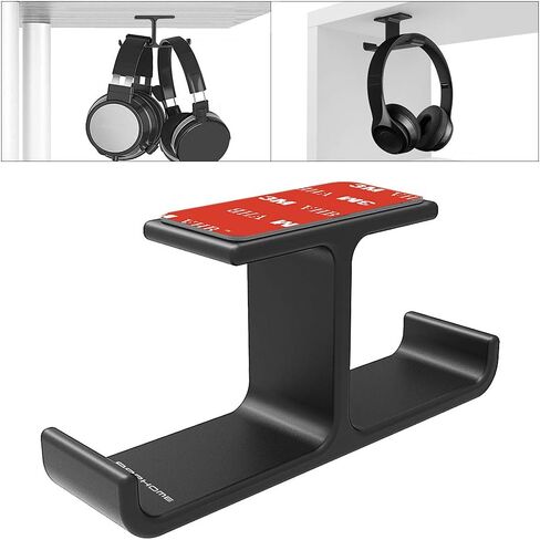 Headphone Hanger Stand Under Desk Hook Aluminum Stick-On Adhesive Dual Headsets Holder Mount PC Gaming Accessories for All Headphones in Saudi Arabia