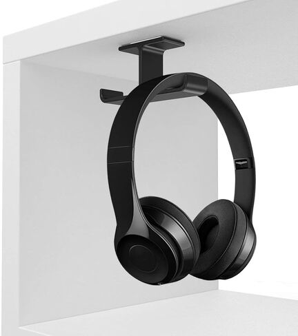 Headphone Hanger Stand Under Desk Hook Aluminum Stick-On Adhesive Dual Headsets Holder Mount PC Gaming Accessories for All Headphones in Saudi Arabia