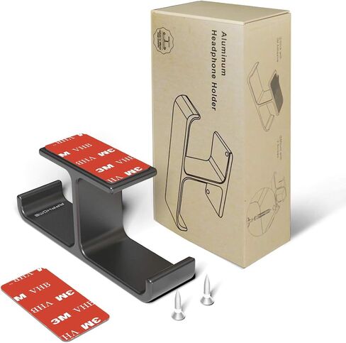 Headphone Hanger Stand Under Desk Hook Aluminum Stick-On Adhesive Dual Headsets Holder Mount PC Gaming Accessories for All Headphones in Saudi Arabia