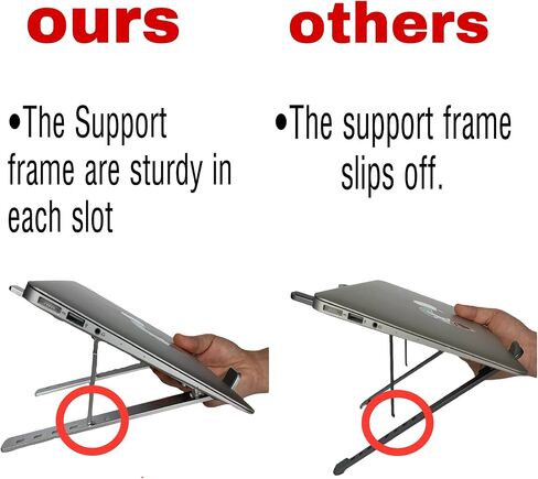 Laptop Stand Portable Aluminum Alloy Lightweight Foldable and Adjustable 6 Angles Heights Silicone Non-Slip Suitable for 10-15.6 Inch Laptops Ipads Books Silver in Saudi Arabia