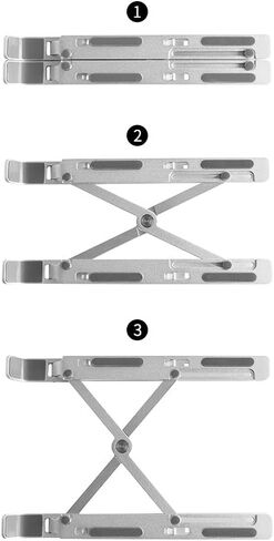 Laptop Stand Portable Aluminum Alloy Lightweight Foldable and Adjustable 6 Angles Heights Silicone Non-Slip Suitable for 10-15.6 Inch Laptops Ipads Books Silver in Saudi Arabia