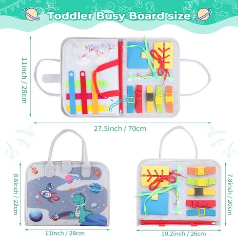Toddler Busy Board Montessori Toys for 1 2 3 4 Year Old Baby, Sensory Board with Buckles Educational Activities for Learning Fine Motor Skills, Gifts for Girls Boys, Travel Book for Airplane Car, Blue in Saudi Arabia