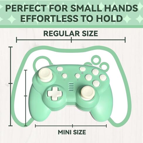 TurbX Mini Mate Wireless Gaming Controller for Nintendo Switch & PC Steam, Bluetooth Compact Portable Lightweight Gamepad w. Complimentary Charging Stand, 6-Axis Gyro Motion Sensor, Joystick (Green) in Saudi Arabia