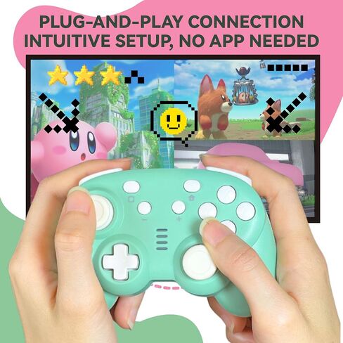 TurbX Mini Mate Wireless Gaming Controller for Nintendo Switch & PC Steam, Bluetooth Compact Portable Lightweight Gamepad w. Complimentary Charging Stand, 6-Axis Gyro Motion Sensor, Joystick (Green) in Saudi Arabia
