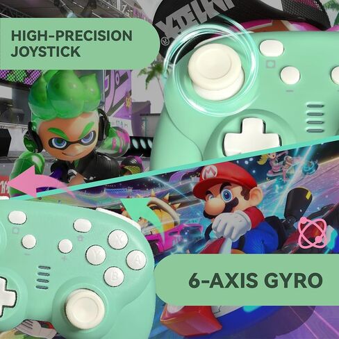 TurbX Mini Mate Wireless Gaming Controller for Nintendo Switch & PC Steam, Bluetooth Compact Portable Lightweight Gamepad w. Complimentary Charging Stand, 6-Axis Gyro Motion Sensor, Joystick (Green) in Saudi Arabia