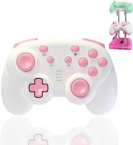 TurbX Mini Mate Wireless Gaming Controller for Nintendo Switch & PC Steam, Bluetooth Compact Portable Lightweight Gamepad w. Complimentary Charging Stand, 6-Axis Gyro Motion Sensor, Joystick (Green) in Saudi Arabia