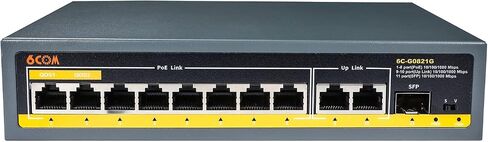 6COM 8 Port Gigabit PoE Switch, 8 PoE+ Ports 120W 10/100/1000Mbps, Plug & Play, 802.3af/at, Metal Fanless Unmanaged Network Switch, Limited Lifetime Protection in Saudi Arabia