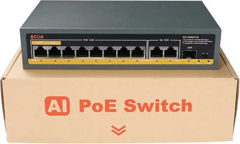 6COM 8 Port Gigabit PoE Switch, 8 PoE+ Ports 120W 10/100/1000Mbps, Plug & Play, 802.3af/at, Metal Fanless Unmanaged Network Switch, Limited Lifetime Protection in Saudi Arabia