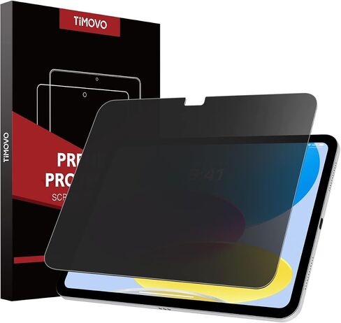 واقي شاشة للخصوصية من TiMOVO متوافق مع iPad الجيل العاشر 2022، طبقة حماية من الزجاج المقوى مضادة للتجسس لجهاز iPad 10.9 بوصة 2022، مضاد لبصمات الأصابع، مضاد للخدش، عبوة واحدة in Saudi Arabia
