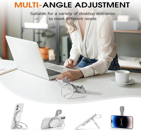 Magnetic Suction Cup Phone Mount, Magnetic Phone Grip Holder Kickstand, Adjustable Removable Stand, Magnetic Grip with Silicone Loop Strap, Magnetic Grip Holder for All Phones (Black) in Saudi Arabia