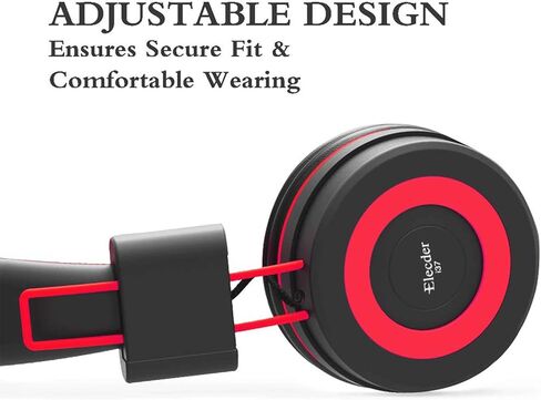 ELECDER i37 Kids Headphones for School Children Girls Boys Teens Foldable Adjustable On Ear Headphones with 3.5mm Jack for Smartphones Chromebook Laptop Computer PC Tablets Travel Black/Red in Kuwait