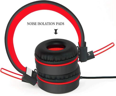 ELECDER i37 Kids Headphones for School Children Girls Boys Teens Foldable Adjustable On Ear Headphones with 3.5mm Jack for Smartphones Chromebook Laptop Computer PC Tablets Travel Black/Red in Kuwait