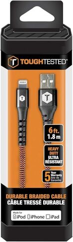 كابل شحن ومزامنة متين ومضفر من USB من النوع A إلى Lightning بطول 6 أقدام in Kuwait