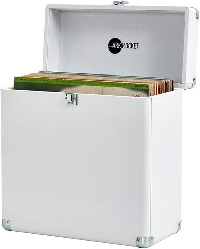 Artemis Vinyl Record Storage and Carrying Case, Fits all Standard Records - 33 1/3, 45 and 78 RPM, Holds 30 Albums, Perfect for your Treasured Record Collection (White) in Saudi Arabia