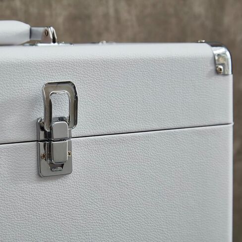 Artemis Vinyl Record Storage and Carrying Case, Fits all Standard Records - 33 1/3, 45 and 78 RPM, Holds 30 Albums, Perfect for your Treasured Record Collection (White) in Saudi Arabia