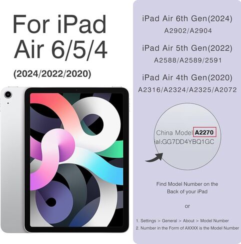 حافظة مغناطيسية لجهاز iPad Air 6/5/4، حافظة ذكية نحيفة لجهاز iPad Air الجيل الخامس/ الرابع 10.9 بوصة موديل 2022/2020، حافظة بحامل ثلاثي الطي، خاصية النوم/الاستيقاظ التلقائي، حافظة لجهاز iPad Air 11 بوصة 2024 (أبيض) in Kuwait