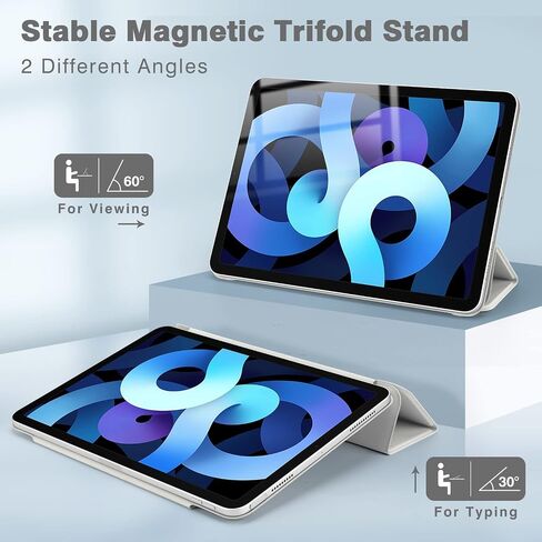 حافظة مغناطيسية لجهاز iPad Air 6/5/4، حافظة ذكية نحيفة لجهاز iPad Air الجيل الخامس/ الرابع 10.9 بوصة موديل 2022/2020، حافظة بحامل ثلاثي الطي، خاصية النوم/الاستيقاظ التلقائي، حافظة لجهاز iPad Air 11 بوصة 2024 (أبيض) in Kuwait