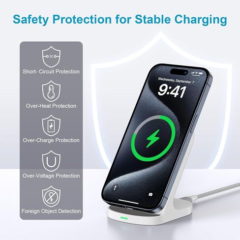 15W Samsung Fast Wireless Charging Station for Galaxy S24/S24 Ultra/S23/S22/S21/S20/S10e/Z Flip 5/4, iPhone 15 14 13 12 Pro Max, Wireless Phone Charger Stand for Pixel 8 Pro/8/7a/7 Pro/7/6 Pro/6/5/4XL in Saudi Arabia