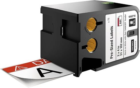 DYMO Industrial Pre-sized Safety Labels for DYMO XTL Label Makers, Black on White with Blue Header, 2"x4", 1 Roll (1868715) in Saudi Arabia