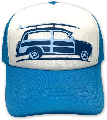 قبعة سائقي الشاحنات الشبكية ذات اللون الأزرق القابلة للتعديل من Surf Woody Car - قبعة بيسبول صيفية للشاطئ للرضع والأطفال الصغار والشباب in Kuwait
