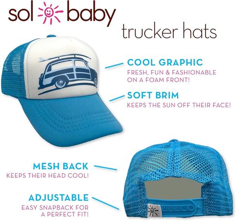 قبعة سائقي الشاحنات الشبكية ذات اللون الأزرق القابلة للتعديل من Surf Woody Car - قبعة بيسبول صيفية للشاطئ للرضع والأطفال الصغار والشباب in Kuwait