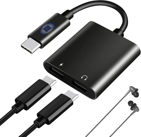 موزع USB C، 2 في 1 USB C إلى محول صوت وشحن USB C مزدوج ومحول سماعة رأس USB C متوافق مع iPhone 15/15Pro/15Pro Max وGoogle Pixel 7/6/5 وSamsung Galaxy S23 S22 S21 والمزيد in Saudi Arabia