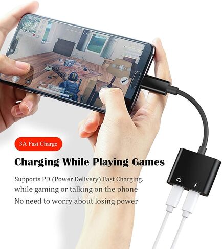 موزع USB C، 2 في 1 USB C إلى محول صوت وشحن USB C مزدوج ومحول سماعة رأس USB C متوافق مع iPhone 15/15Pro/15Pro Max وGoogle Pixel 7/6/5 وSamsung Galaxy S23 S22 S21 والمزيد in Saudi Arabia