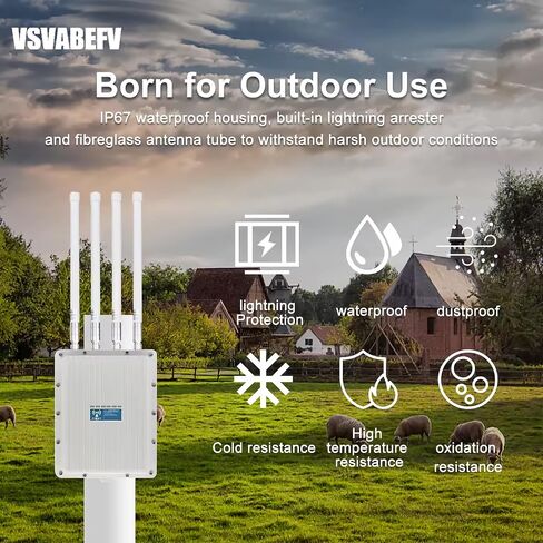 AX1200 Outdoor WiFi 6 Extender Long Range, Dual Band Outdoor Wireless Access Point Bridge with 4 High Gain Antennas, Gigabit Port, Poe Powered, Support MU-MIMO, Seamless Roaming, Cloud Access in Saudi Arabia