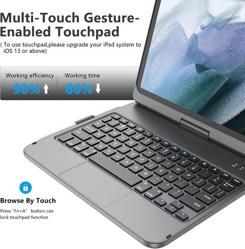 حافظة TQQ Touch لجهاز iPad (A16) الجيل الحادي عشر/العاشر مع لوحة المفاتيح in Kuwait