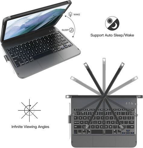 حافظة TQQ Touch لجهاز iPad (A16) الجيل الحادي عشر/العاشر مع لوحة المفاتيح in Kuwait