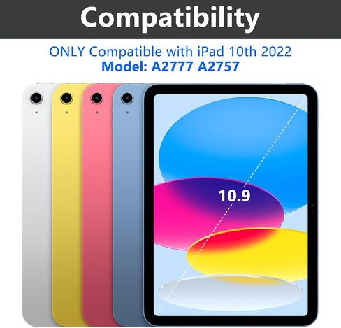 حافظة TQQ Touch لجهاز iPad (A16) الجيل الحادي عشر/العاشر مع لوحة المفاتيح in Kuwait