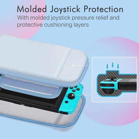 حقيبة حمل TNP لجهاز Nintendo Switch - حقيبة سفر OLED سهلة الحمل مع حزام معصم قابل للإزالة، حافظة رفيعة لجهاز Nintendo Switch مع 10 وحدات تخزين لبطاقات الألعاب و4 أغطية لمقبض الإبهام in Saudi Arabia