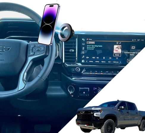 حامل هاتف Chevy Silverado لـ MagSafe Silverado حامل هاتف مغناطيسي لعام 2023 2024 Silverado 1500 ملحقات حامل هاتف Silverado 2022-حاضر متوافق مع جميع الهواتف المحمولة in Saudi Arabia